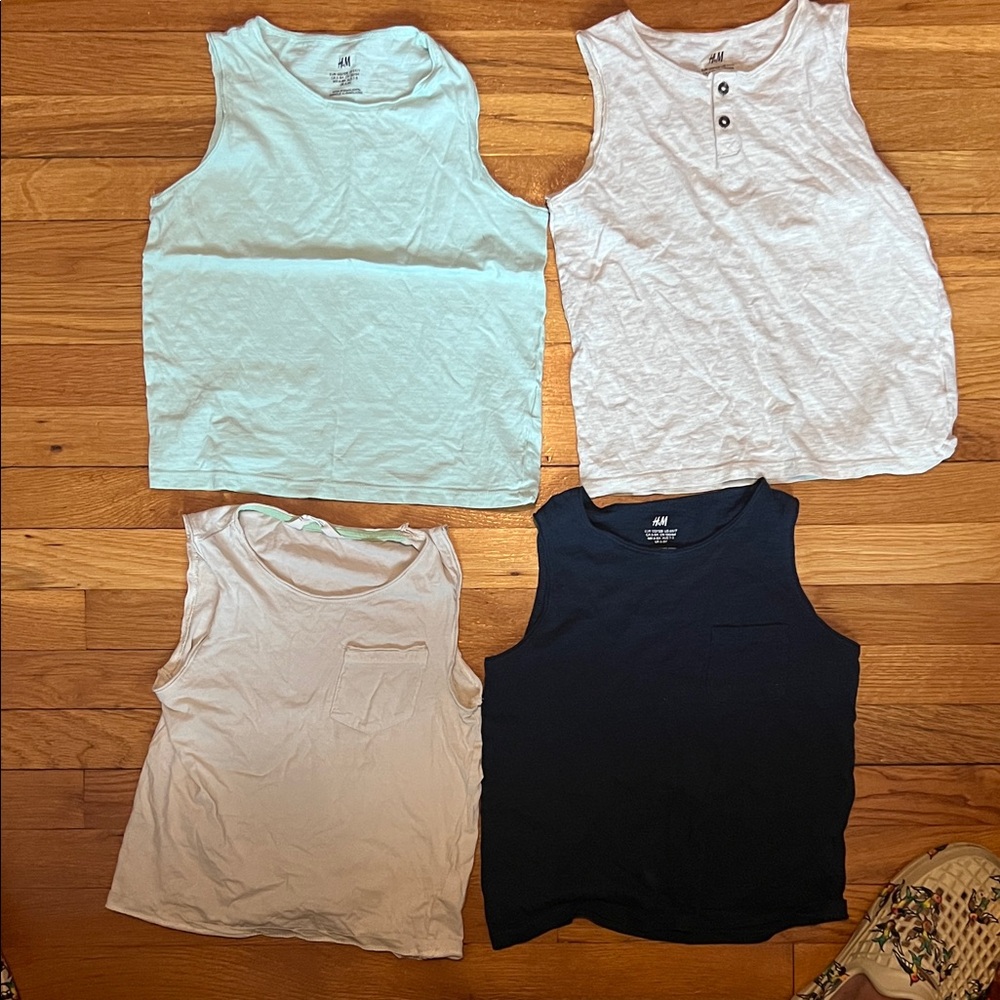 H&M Kids Tank Tops - White, Black, Light Blue, Cream - 4 Pack